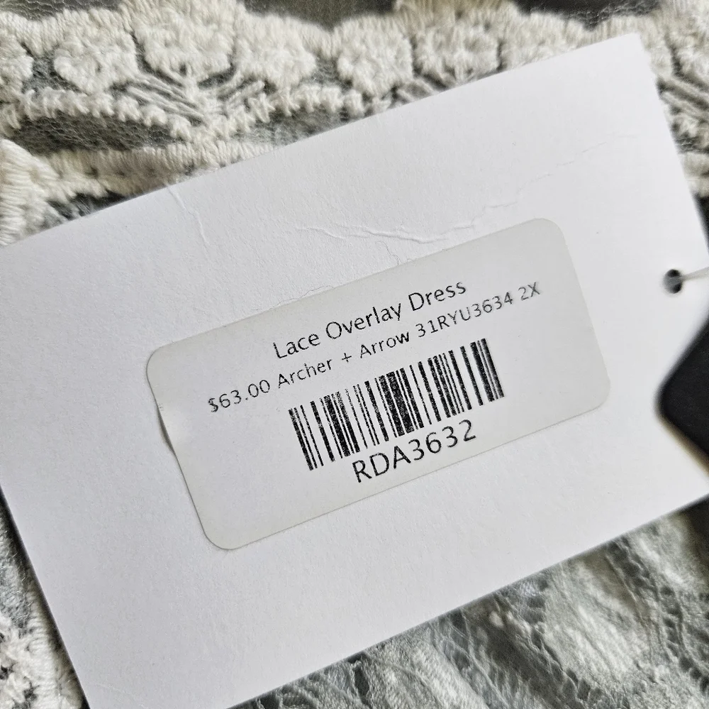 NWT Archer+Arrow Lace Overlay Midi Dress - Picture 14 of 16